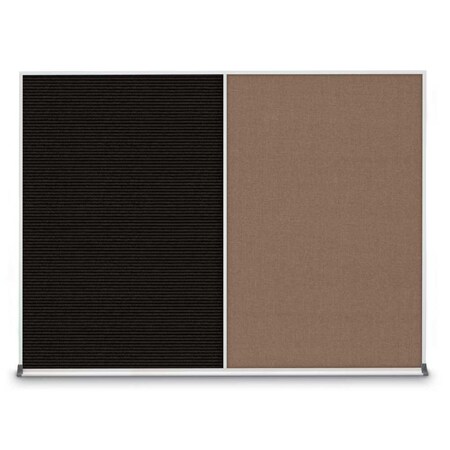 United Visual Products Triple Door Radius Corkboard, 96"X48", G UV8006-GOLD-DBURGU